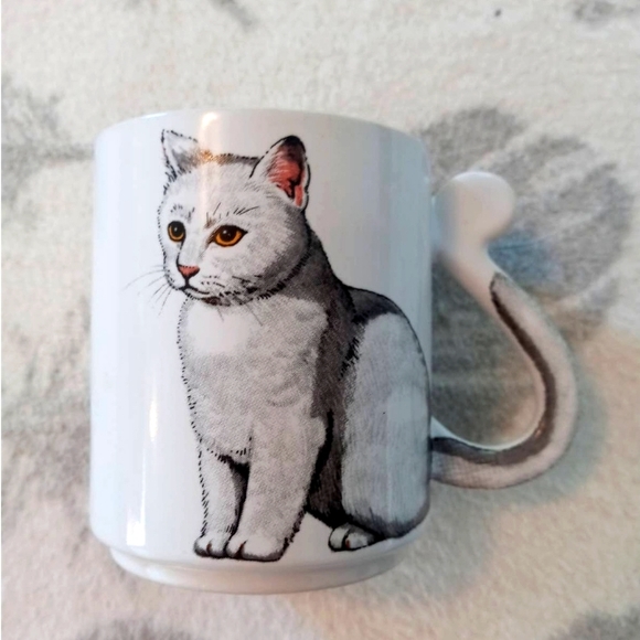 Vintage Cat Kitten Mug Tail Handle Made In Japan G